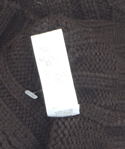 St. Bernard Women Brown Wool Cable Knit Full Zip Jumper M