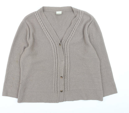 Eastex Women Beige Acrylic Cable-Knit Cardigan Size 16