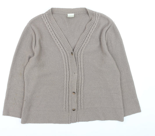 Eastex Women Beige Acrylic Cable-Knit Cardigan Size 16