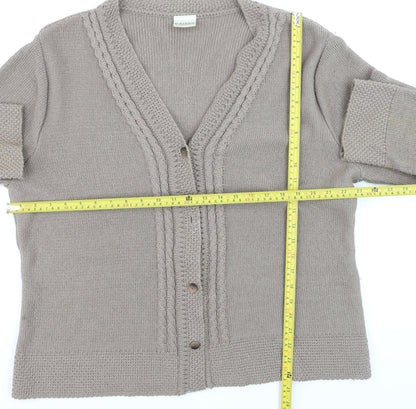 Eastex Women Beige Acrylic Cable-Knit Cardigan Size 16