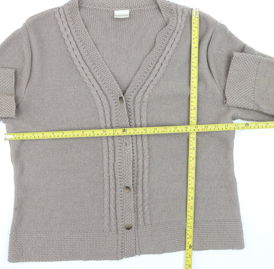 Eastex Women Beige Acrylic Cable-Knit Cardigan Size 16