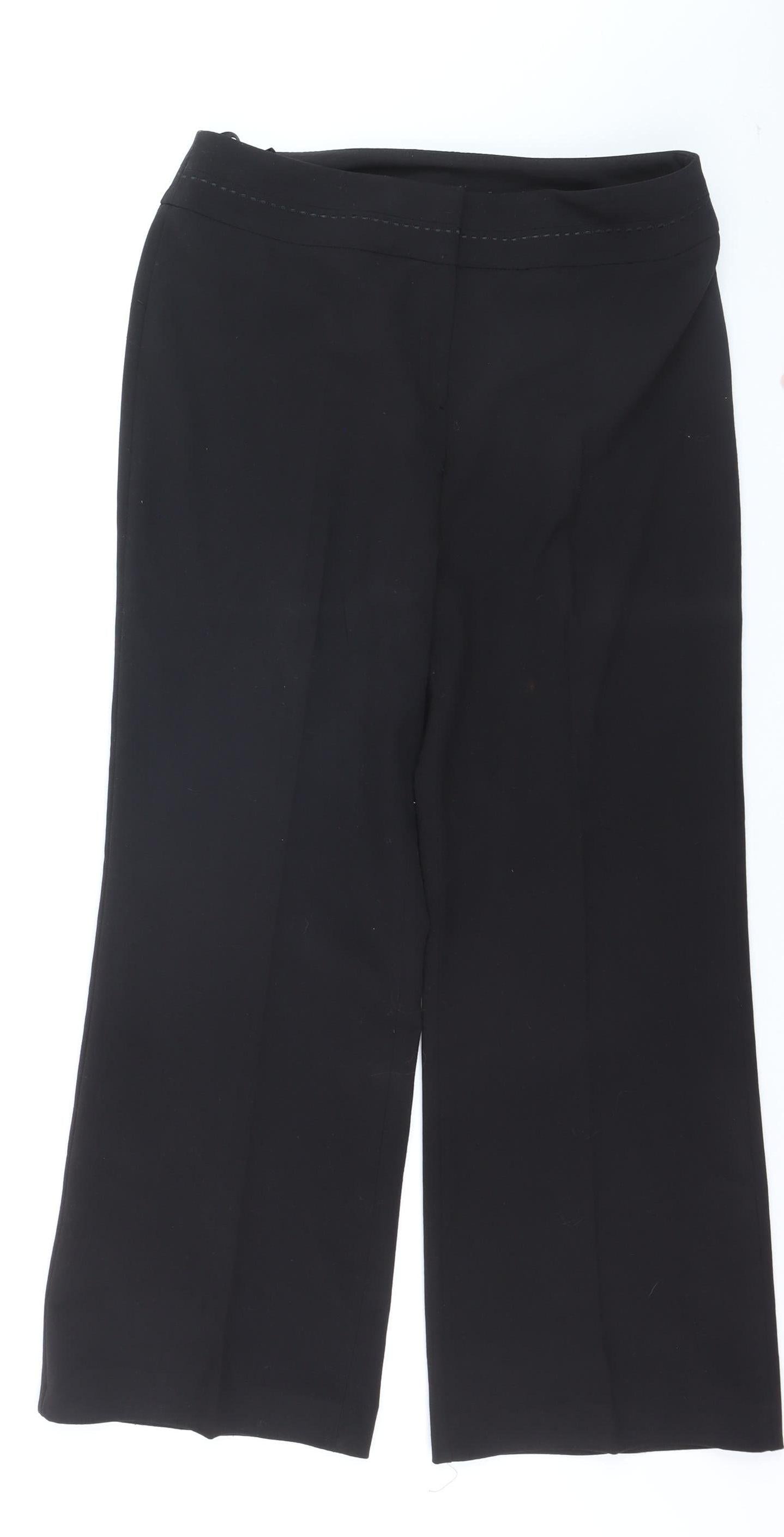 Debenhams Petite Black Stretch Straight Leg Women's Work Trousers Size 12
