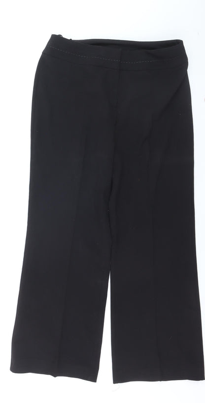 Debenhams Petite Black Stretch Straight Leg Women's Work Trousers Size 12