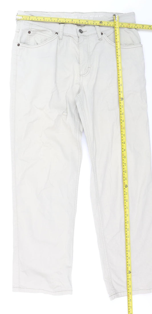 Mustang Men's Beige Tramper Slim Fit Straight Leg Jeans W34 L32