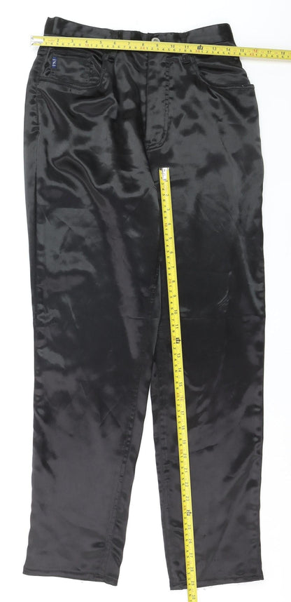 Falmer Women's Black Satin Stretch Straight Trousers Size 12 Regular