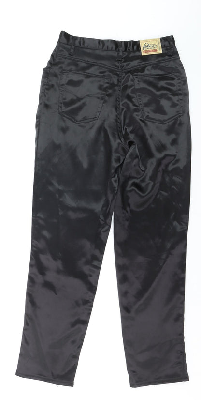 Falmer Women's Black Satin Stretch Straight Trousers Size 12 Regular