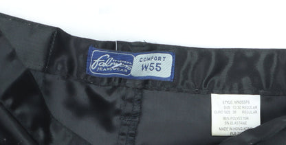 Falmer Women's Black Satin Stretch Straight Trousers Size 12 Regular