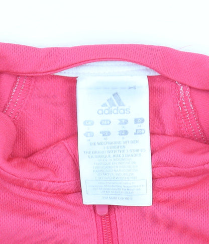 Adidas Womens Pink 1/4 Zip Long Sleeve Pullover Sweatshirt Size 12