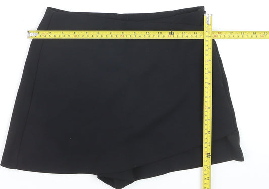 Stradivarius Women Black Skort Shorts Size S Asymmetrical Wrap Design