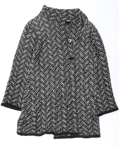 Wallis Women's Black Geometric Knit Cardigan Size 14