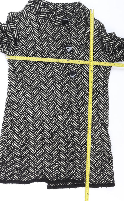 Wallis Women's Black Geometric Knit Cardigan Size 14
