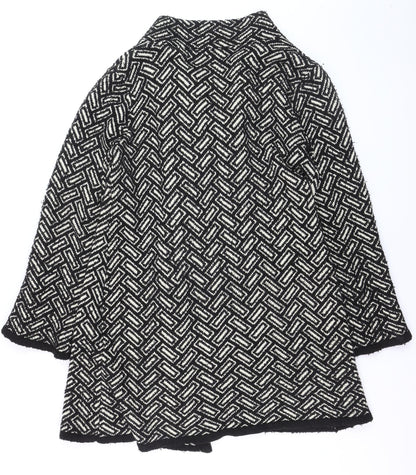 Wallis Women's Black Geometric Knit Cardigan Size 14
