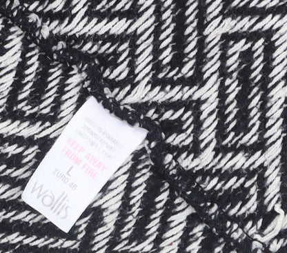 Wallis Women's Black Geometric Knit Cardigan Size 14