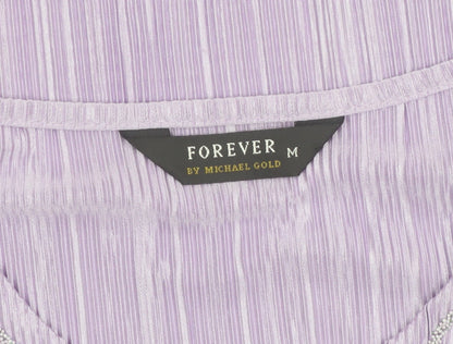 Forever by Michael Gold Women's Purple Beaded Short Sleeve Blouse M