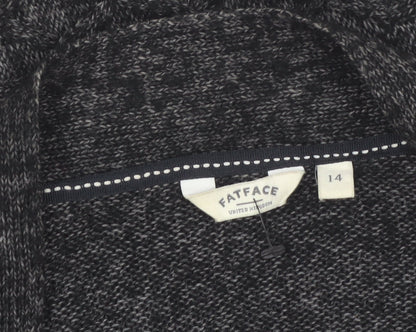 FatFace Womens Grey Size 14 Chunky Knit Open Cardigan