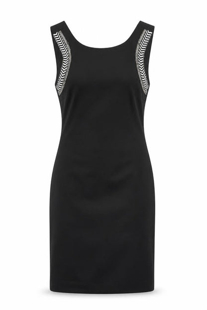 Zara Women Black XS Sleeveless Sheath Dress Beaded Detail