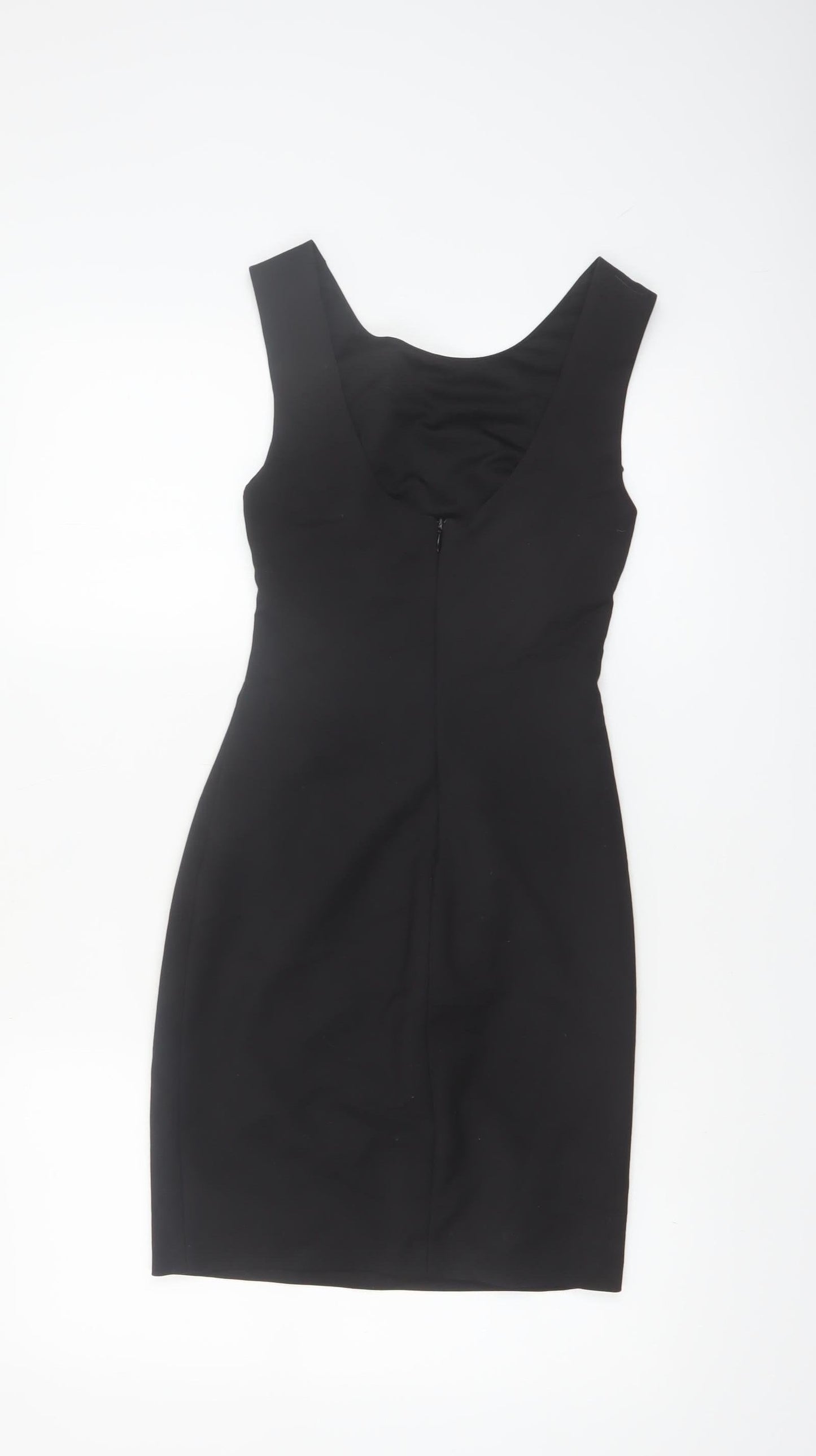 Zara Women Black XS Sleeveless Sheath Dress Beaded Detail