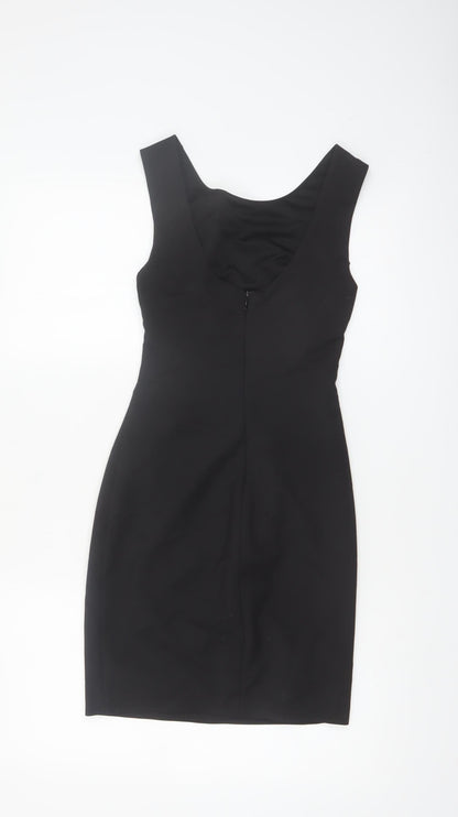 Zara Women Black XS Sleeveless Sheath Dress Beaded Detail