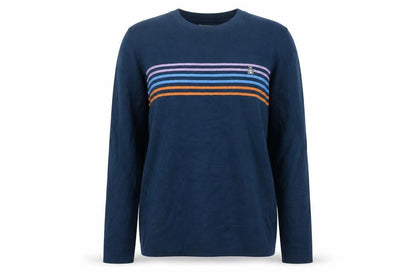 Original Penguin Women's Blue Striped Cotton Jumper L Crew Neck