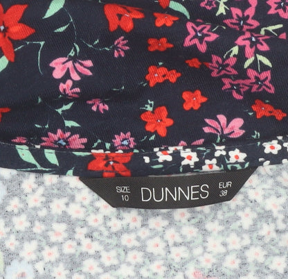 Dunnes Women’s Multicoloured Floral V-Neck Short Sleeve Blouse Size 10