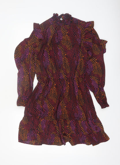 Savida Women Multicoloured Star Ruffle Fit & Flare Dress Size 10