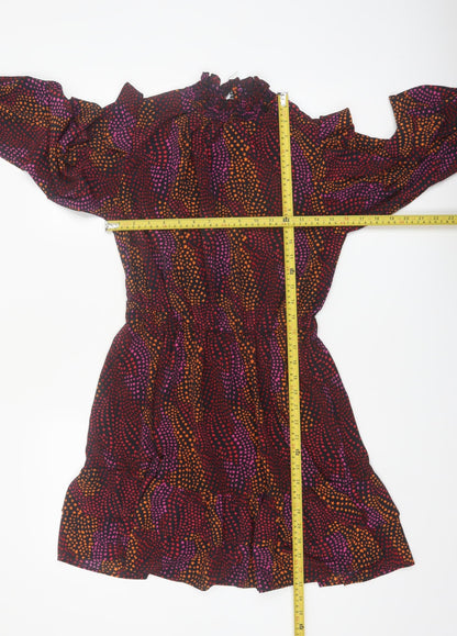 Savida Women Multicoloured Star Ruffle Fit & Flare Dress Size 10