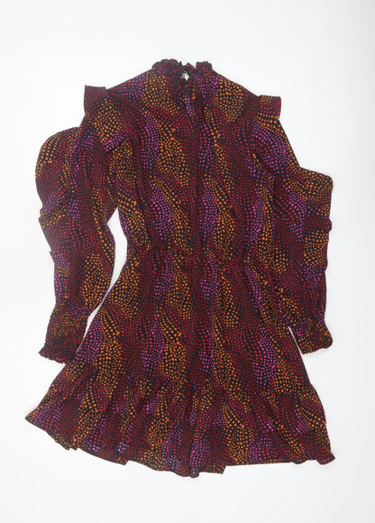 Savida Women Multicoloured Star Ruffle Fit & Flare Dress Size 10