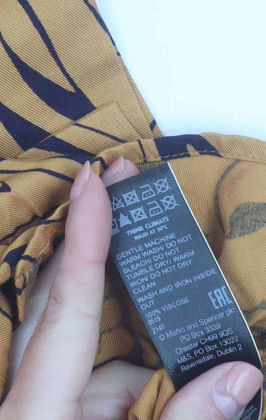Marks and Spencer Women’s Yellow Floral Viscose Wrap Midi Dress Size 10