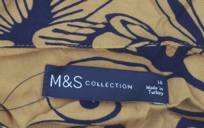 Marks and Spencer Women’s Yellow Floral Viscose Wrap Midi Dress Size 10