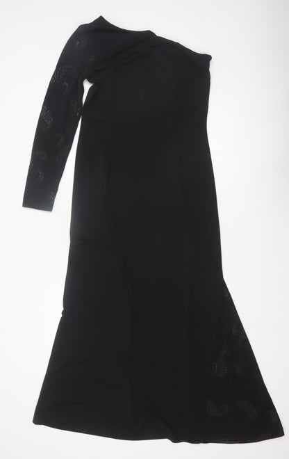 Régine Women’s Black Size 12 One Shoulder Long Evening Dress