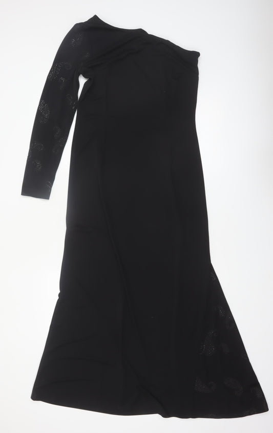 Régine Women’s Black Size 12 One Shoulder Long Evening Dress
