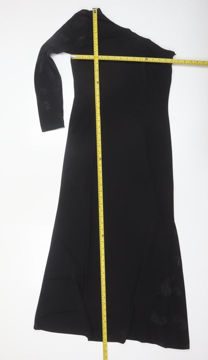 Régine Women’s Black Size 12 One Shoulder Long Evening Dress