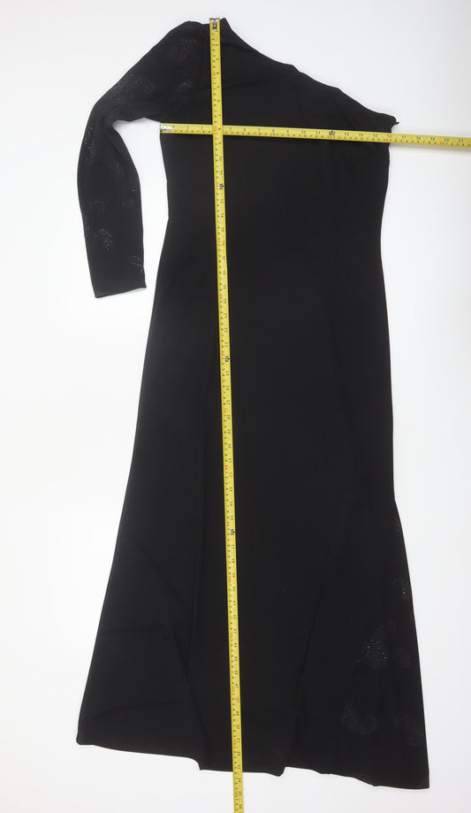 Régine Women’s Black Size 12 One Shoulder Long Evening Dress