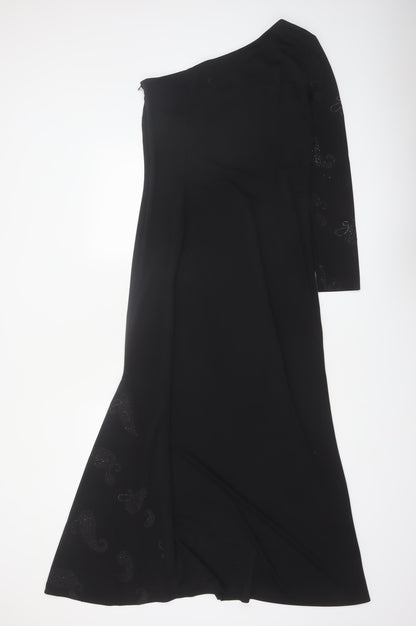 Régine Women’s Black Size 12 One Shoulder Long Evening Dress