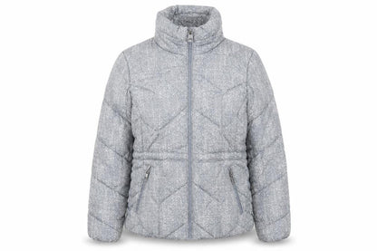 Marks & Spencer Women Grey Herringbone Quilted Puffer Jacket Size 10