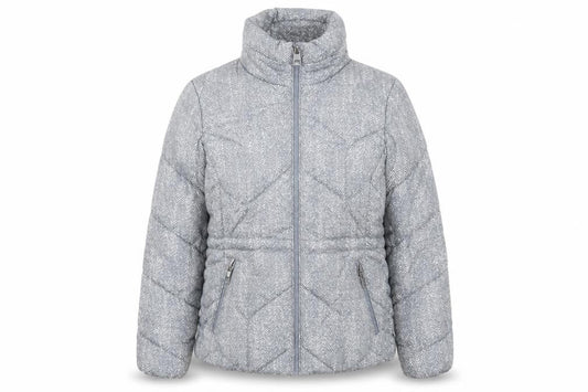 Marks and Spencer Women Grey Herringbone Quilted Puffer Jacket Size 10