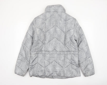 Marks and Spencer Women Grey Herringbone Quilted Puffer Jacket Size 10