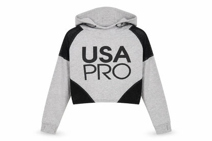 USA Pro Womens Grey Crop Hoodie Size 10 Hooded Sportswear
