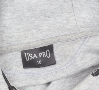 USA Pro Womens Grey Crop Hoodie Size 10 Hooded Sportswear