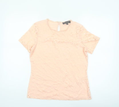 Dorothy Perkins Womens Beige Lace Short Sleeve Blouse UK 12