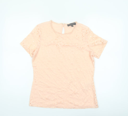 Dorothy Perkins Womens Beige Lace Short Sleeve Blouse UK 12