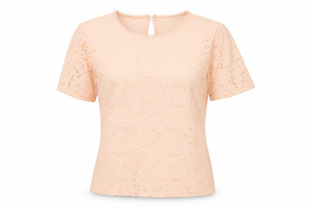 Dorothy Perkins Womens Beige Lace Short Sleeve Blouse UK 12