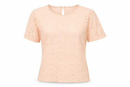 Dorothy Perkins Womens Beige Lace Short Sleeve Blouse UK 12