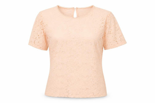 Dorothy Perkins Womens Beige Lace Short Sleeve Blouse UK 12