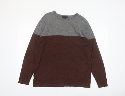 Red Herring Men’s Grey Brown Cotton Crew Neck Jumper Size L