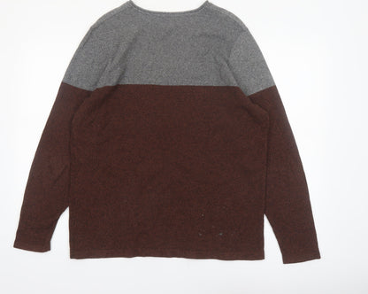 Red Herring Men’s Grey Brown Cotton Crew Neck Jumper Size L