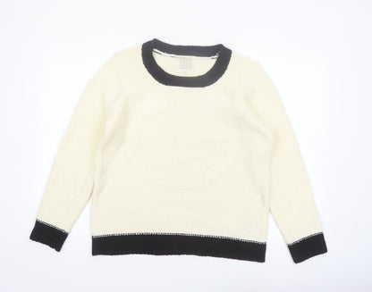 New Look Women Ivory Black Trim Size 16 Knit Pullover Jumper