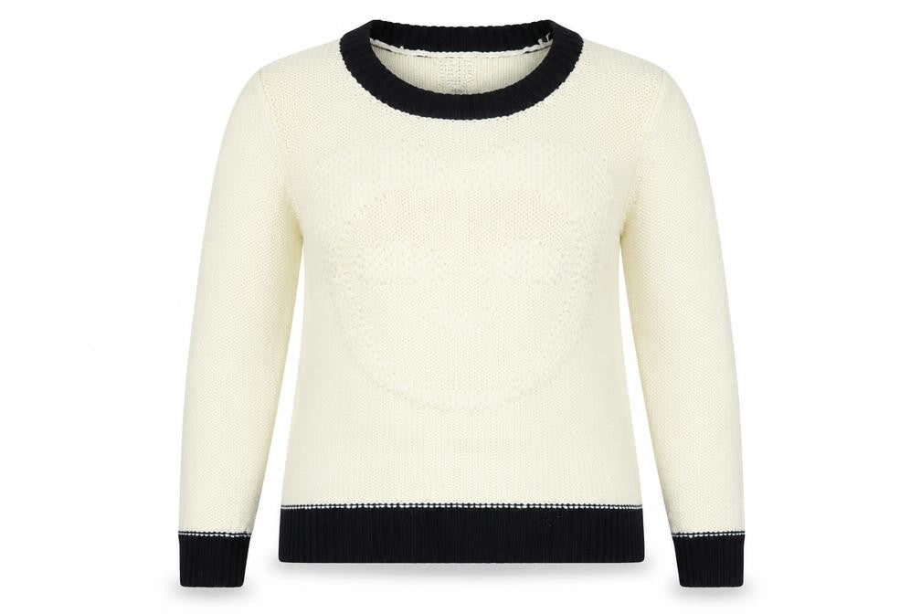 New Look Women Ivory Black Trim Size 16 Knit Pullover Jumper