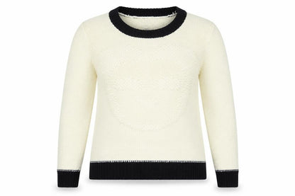 New Look Women Ivory Black Trim Size 16 Knit Pullover Jumper