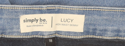Simply Be Women’s Blue Size 18 High Waist Skinny Jeans